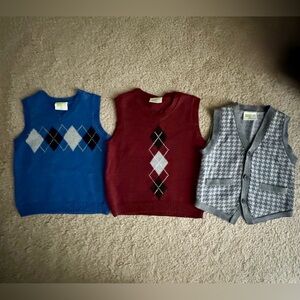 Crazy 8 Blue, Red, and Gray Sweater Vests - (2T & 3T)